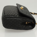 BALLY Chain Shoulder Bag Leather Black Gold Auth 125935-3