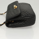 BALLY Chain Shoulder Bag Leather Black Gold Auth 125935-4