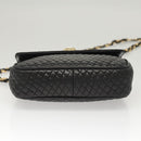 BALLY Chain Shoulder Bag Leather Black Gold Auth 125935-5