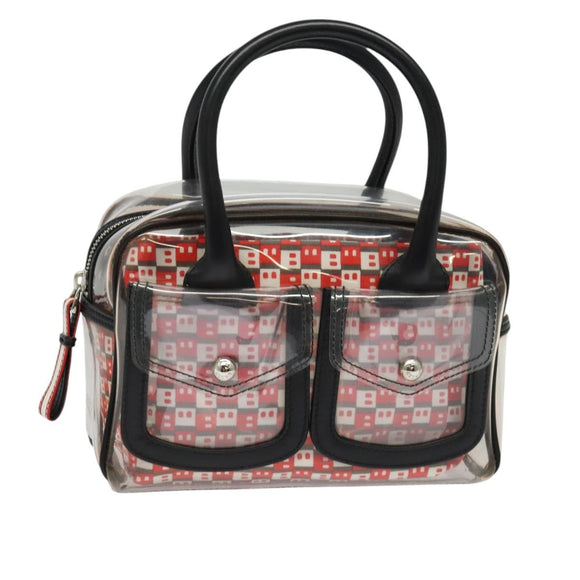 BALLY Hand Bag Vinyl Clear Silver Auth 125936