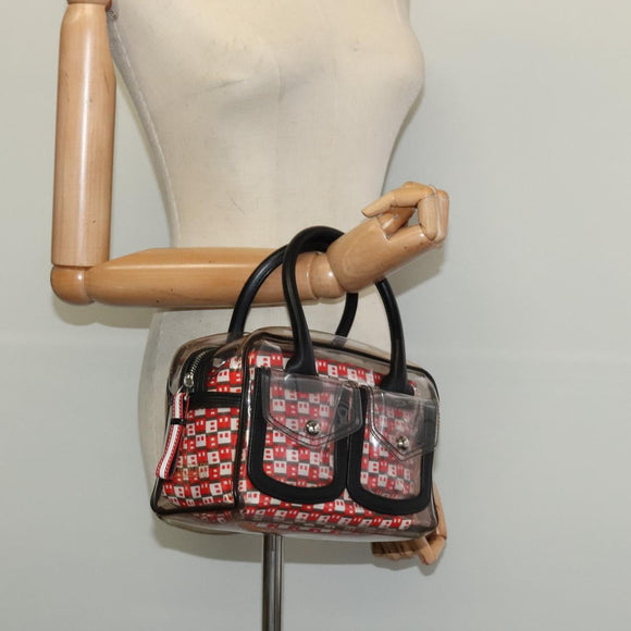 BALLY Hand Bag Vinyl Clear Silver Auth 125936