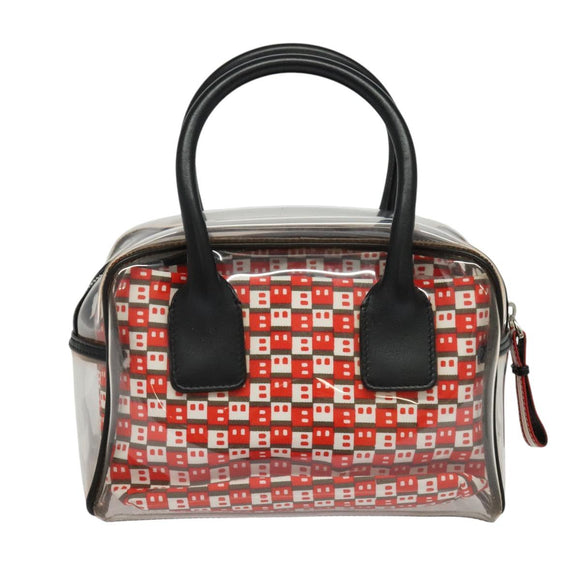 BALLY Hand Bag Vinyl Clear Silver Auth 125936