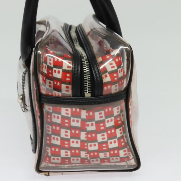 BALLY Hand Bag Vinyl Clear Silver Auth 125936