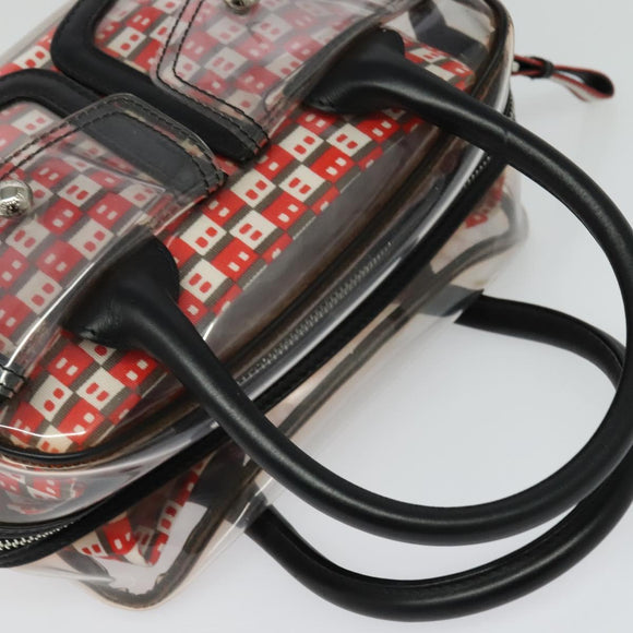 BALLY Hand Bag Vinyl Clear Silver Auth 125936