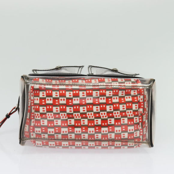 BALLY Hand Bag Vinyl Clear Silver Auth 125936