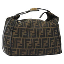FENDI Zucca Canvas Vanity Pouch Black Brown Auth 125937-1