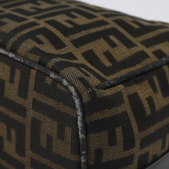 FENDI Zucca Canvas Vanity Pouch Black Brown Auth 125937