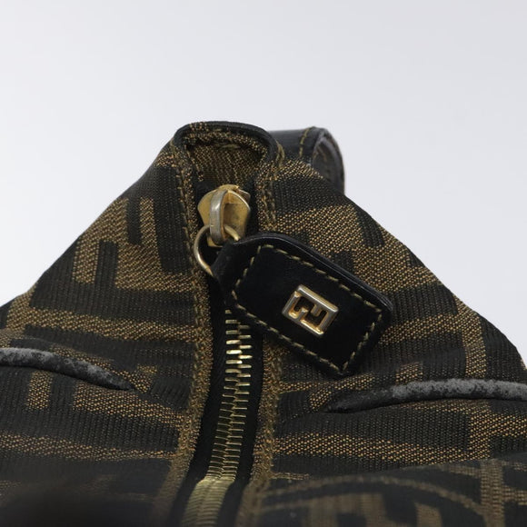 FENDI Zucca Canvas Vanity Pouch Black Brown Auth 125937