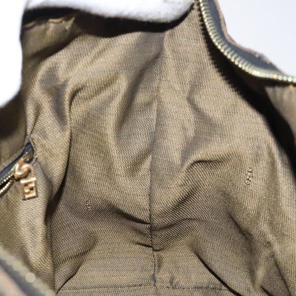 FENDI Zucca Canvas Vanity Pouch Black Brown Auth 125937