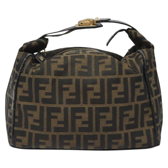 FENDI Zucca Canvas Vanity Pouch Black Brown Auth 125937