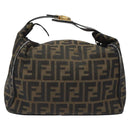 FENDI Zucca Canvas Vanity Pouch Black Brown Auth 125937-2