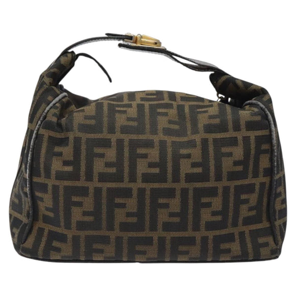 FENDI Zucca Canvas Vanity Pouch Black Brown Auth 125937