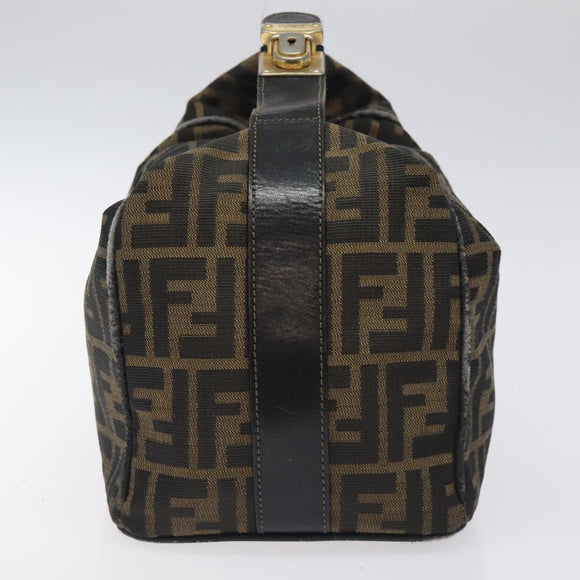 FENDI Zucca Canvas Vanity Pouch Black Brown Auth 125937