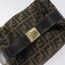 FENDI Zucca Canvas Vanity Pouch Black Brown Auth 125937-5