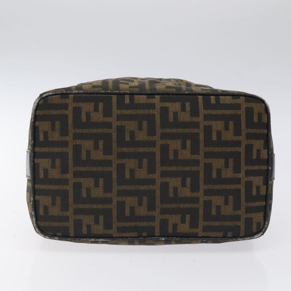 FENDI Zucca Canvas Vanity Pouch Black Brown Auth 125937