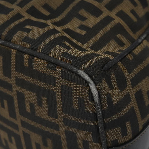 FENDI Zucca Canvas Vanity Pouch Black Brown Auth 125937