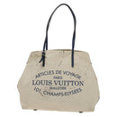 LOUIS VUITTON Cabas MM Tote Bag Canvas Beige Blue LV Auth 125947-13