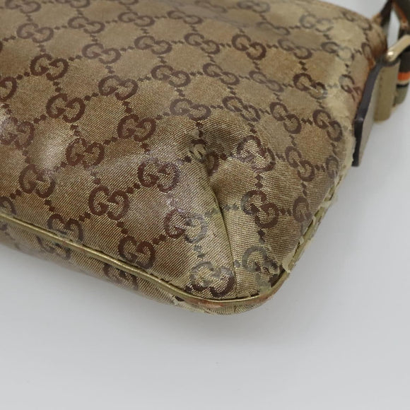 GUCCI GG Crystal Shoulder Bag Brown Gold 189749 Auth 125954