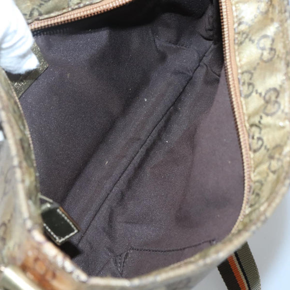 GUCCI GG Crystal Shoulder Bag Brown Gold 189749 Auth 125954