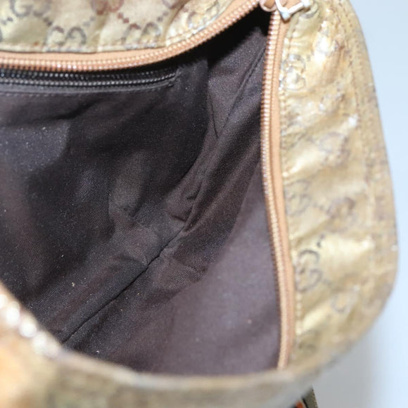 GUCCI GG Crystal Shoulder Bag Brown Gold 189749 Auth 125954