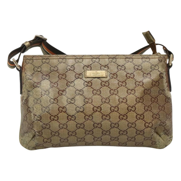 GUCCI GG Crystal Shoulder Bag Brown Gold 189749 Auth 125954