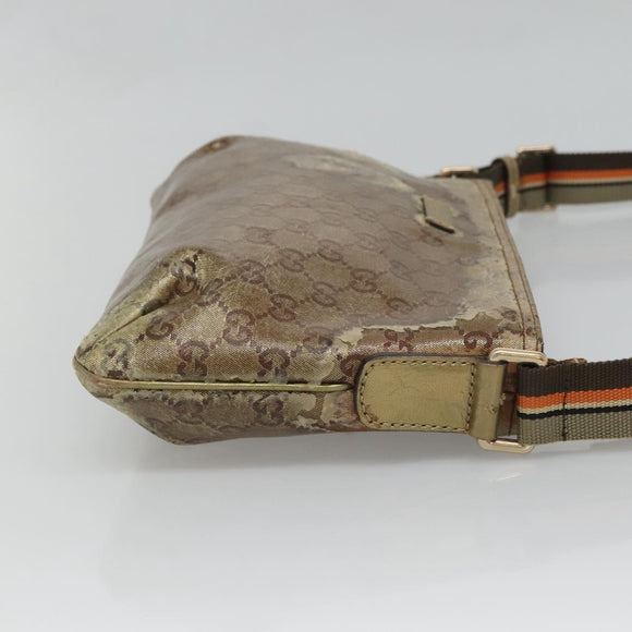 GUCCI GG Crystal Shoulder Bag Brown Gold 189749 Auth 125954