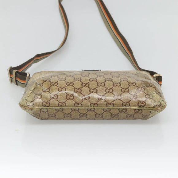 GUCCI GG Crystal Shoulder Bag Brown Gold 189749 Auth 125954