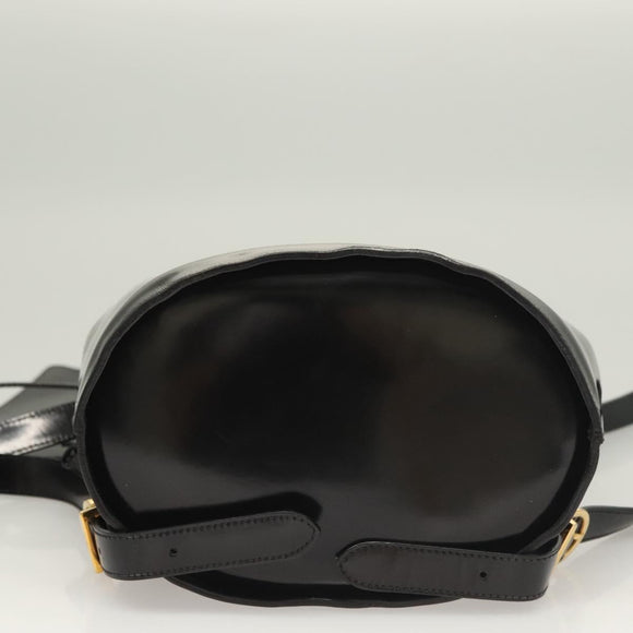 Salvatore Ferragamo Gancini Backpack Enamel Black Gold Auth 125955