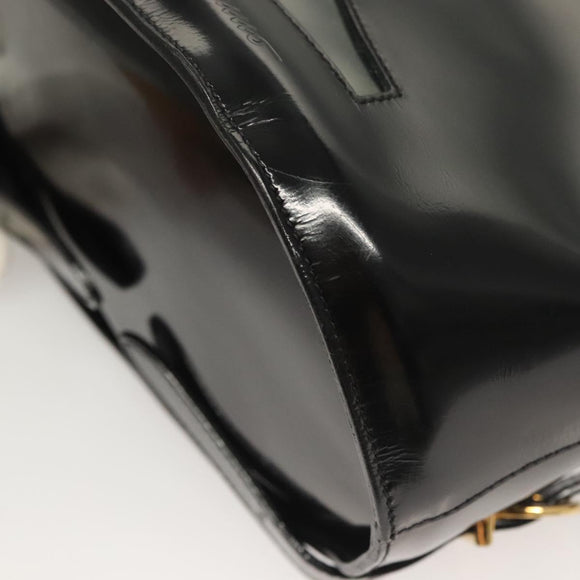 Salvatore Ferragamo Gancini Backpack Enamel Black Gold Auth 125955