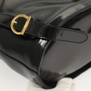 Salvatore Ferragamo Gancini Backpack Enamel Black Gold Auth 125955-18