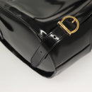 Salvatore Ferragamo Gancini Backpack Enamel Black Gold Auth 125955-19