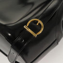 Salvatore Ferragamo Gancini Backpack Enamel Black Gold Auth 125955-9