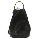 Salvatore Ferragamo Gancini Backpack Enamel Black Gold Auth 125955-13
