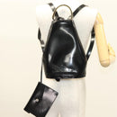 Salvatore Ferragamo Gancini Backpack Enamel Black Gold Auth 125955-25