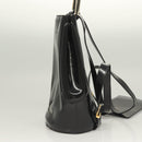 Salvatore Ferragamo Gancini Backpack Enamel Black Gold Auth 125955-3