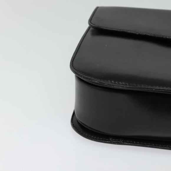 CELINE Hand Bag Leather Black Gold Auth 125958