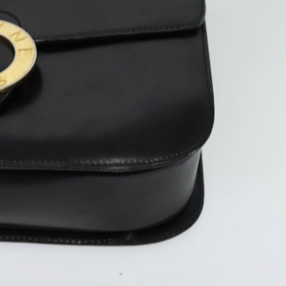 CELINE Hand Bag Leather Black Gold Auth 125958