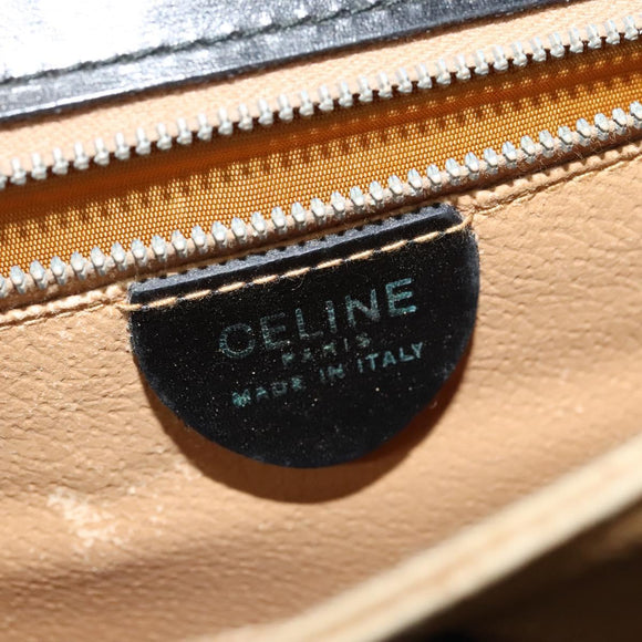 CELINE Hand Bag Leather Black Gold Auth 125958