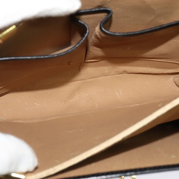 CELINE Hand Bag Leather Black Gold Auth 125958