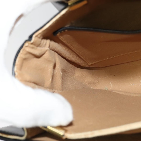 CELINE Hand Bag Leather Black Gold Auth 125958