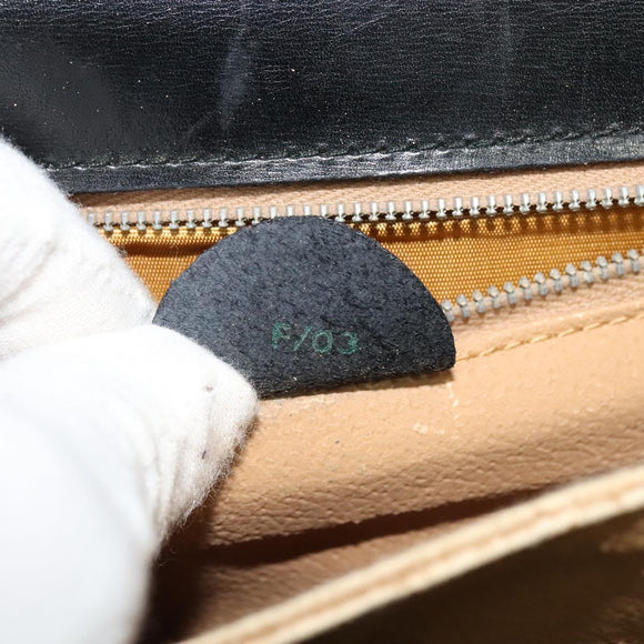 CELINE Hand Bag Leather Black Gold Auth 125958