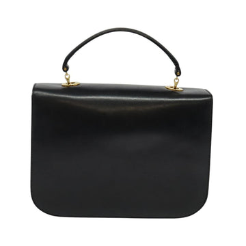 CELINE Hand Bag Leather Black Gold Auth 125958 - 0
