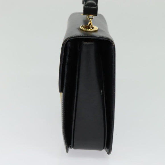CELINE Hand Bag Leather Black Gold Auth 125958