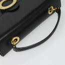 CELINE Hand Bag Leather Black Gold Auth 125958-6