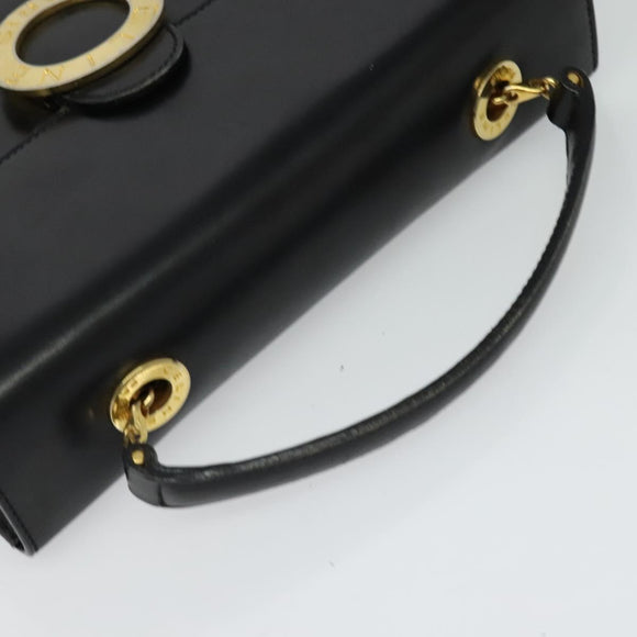 CELINE Hand Bag Leather Black Gold Auth 125958