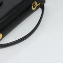 CELINE Hand Bag Leather Black Gold Auth 125958-7