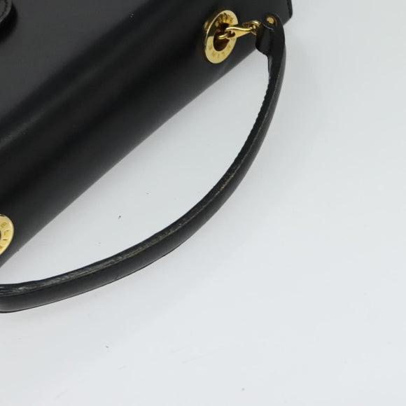 CELINE Hand Bag Leather Black Gold Auth 125958