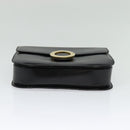 CELINE Hand Bag Leather Black Gold Auth 125958-5