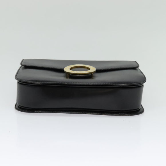 CELINE Hand Bag Leather Black Gold Auth 125958