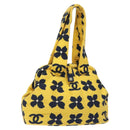 CHANEL Hand Bag Cotton Yellow CC Auth 125960V-1